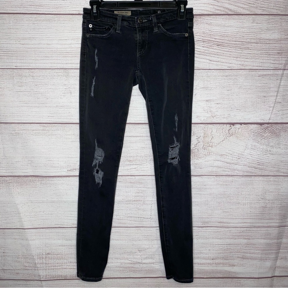 AG ADRIANO GOLOSCHMIED Women’s Black Super Skinny Ankle Jeans distressed